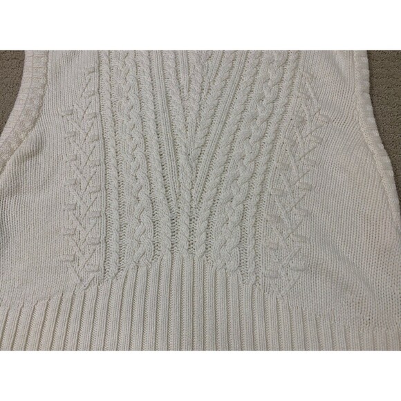Talbots Sweater Vest White Old Money Chunky Cable Knit Capsule Preppy XL - Picture 11 of 13